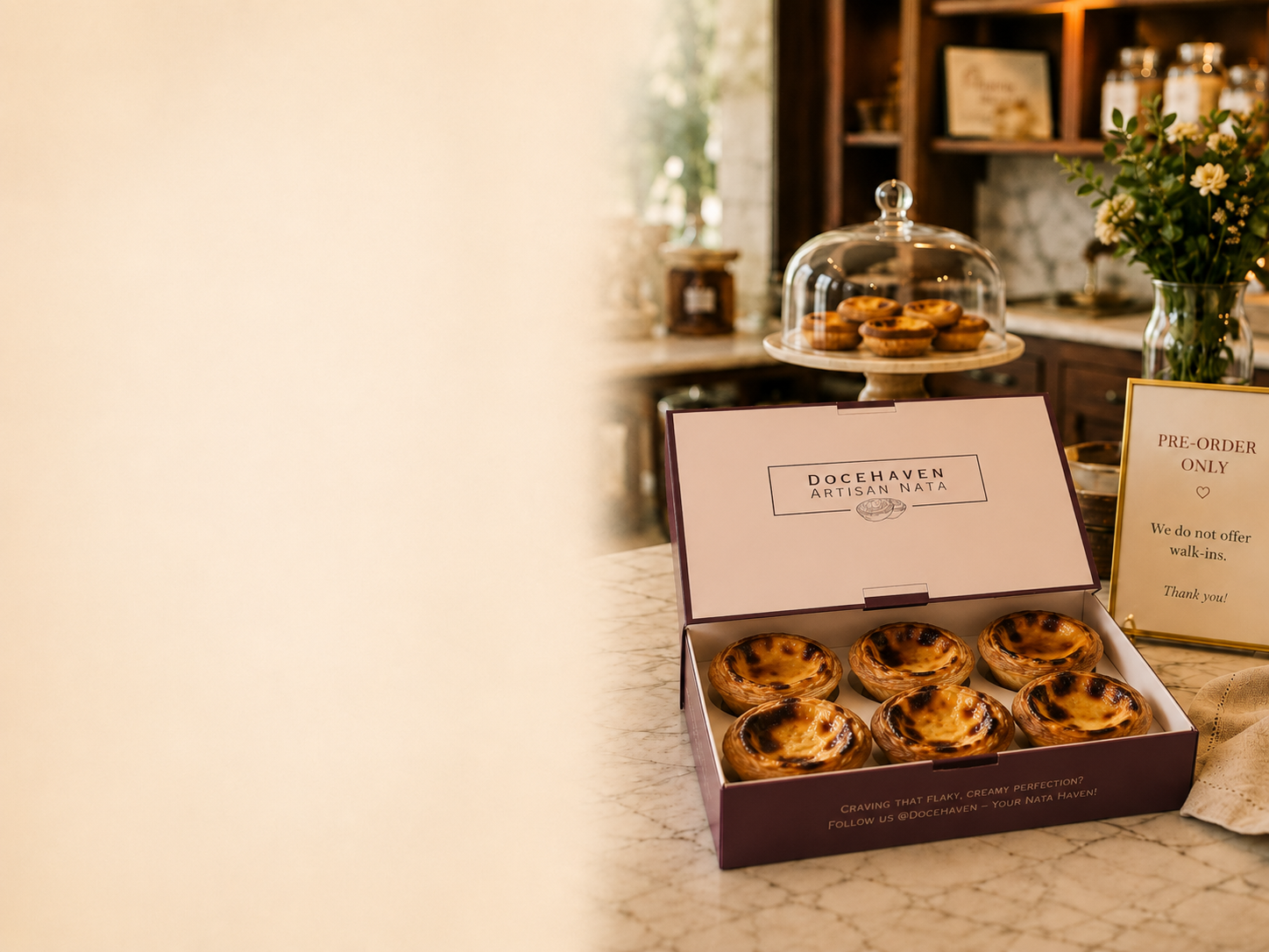 DoceHaven Pastéis de Nata displayed in an open pastry box
