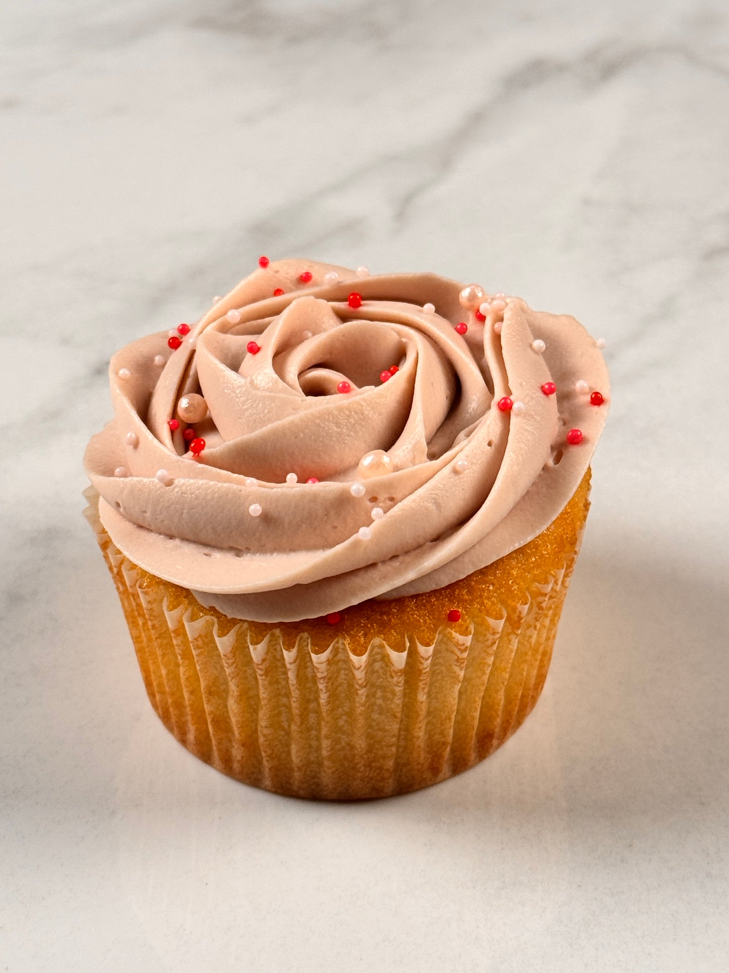 Strawberry Mousse-Filled Cupcake