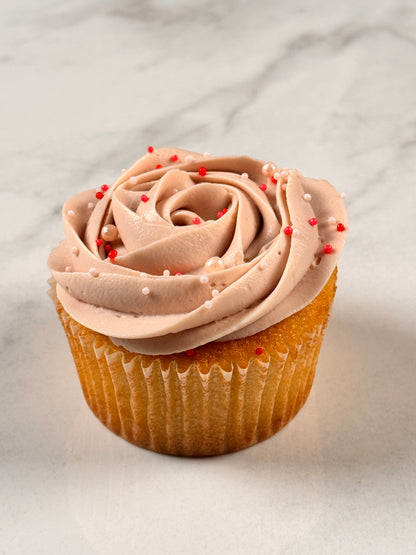 Strawberry Mousse-Filled Cupcake