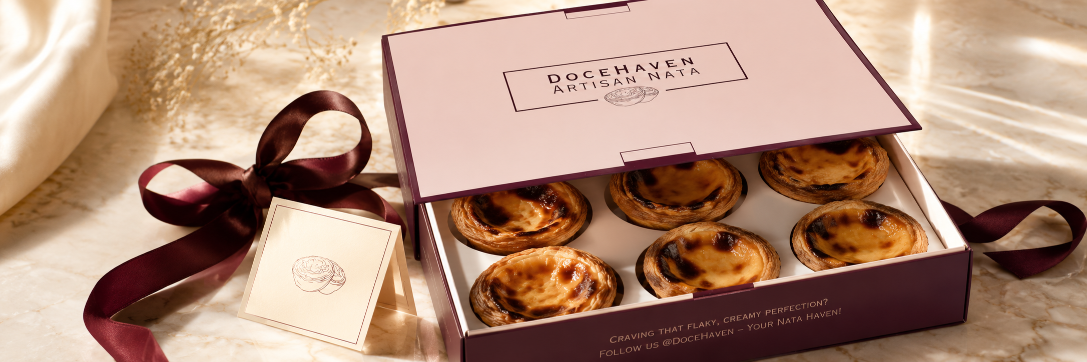 DoceHaven gift box with six handmade Pastéis de Nata